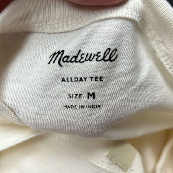 Madewell NM162 Cream Garment-Dyed All day Crewneck Tee Medium NWT - Picture 9 of 10
